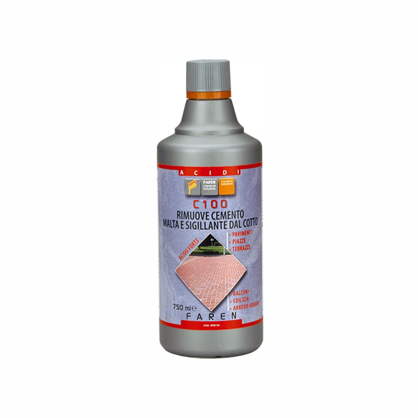 DISINCROSTANTE ACIDO FORTE C100 PER PULIZIA EDILIZIA BALCONI MALTA CALCE 750 ML